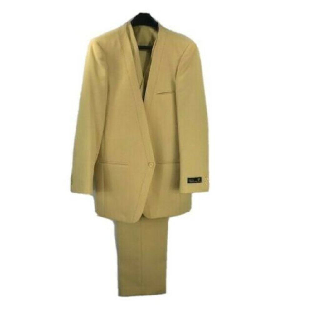 Falcone Boys Khaki Suit 3 Piece Single Breasted